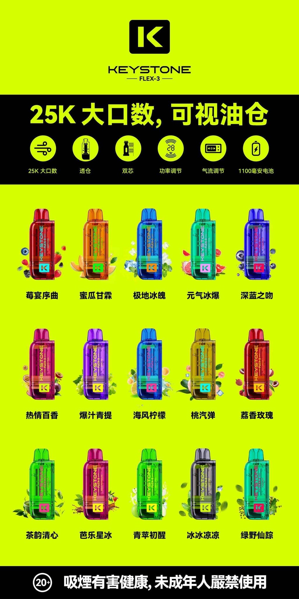 【買彈送主機】鑰石KEYSTONE FLEX-3 換彈拋棄式 25000口 組合式電子煙