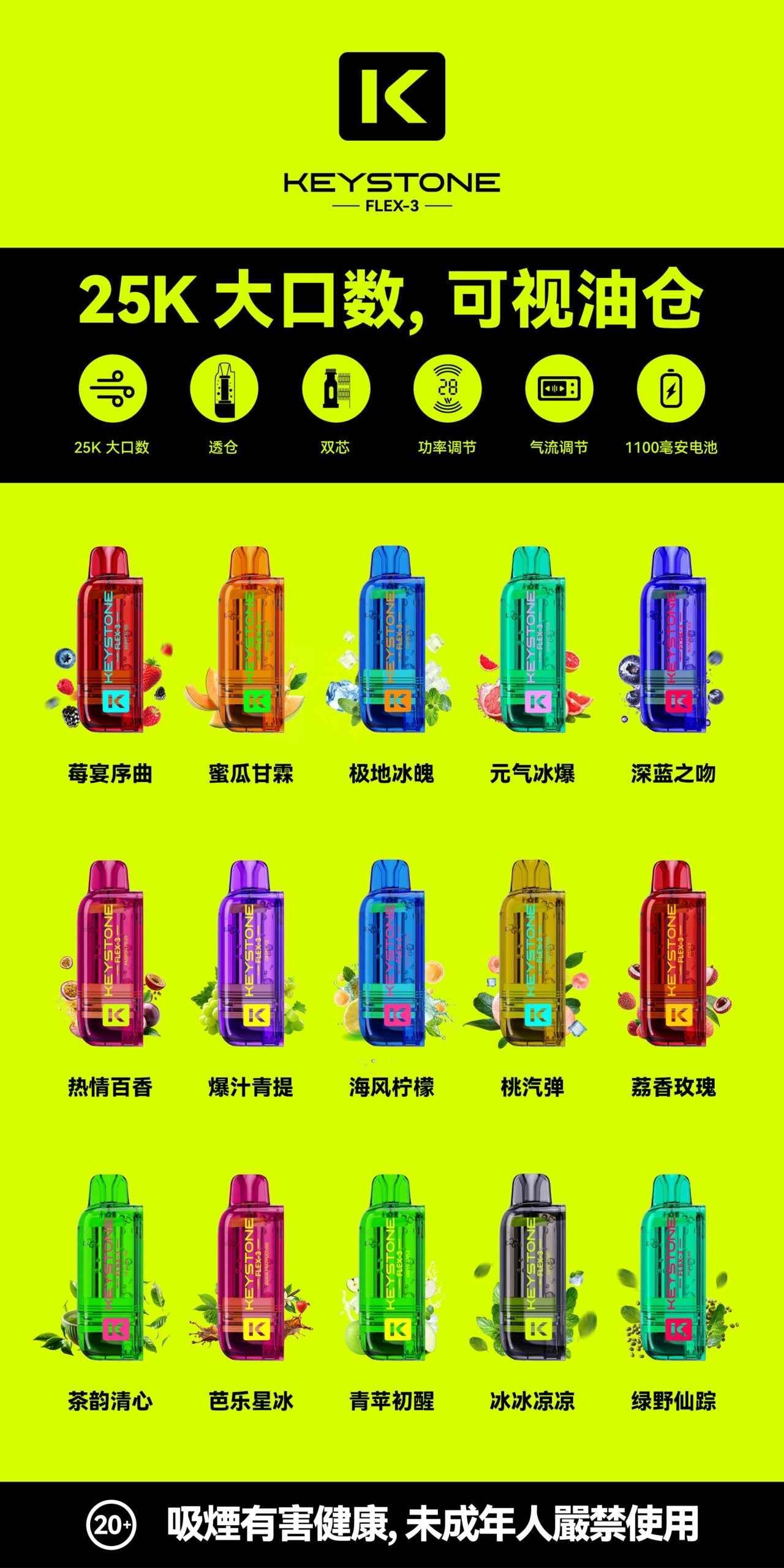 【買彈送主機】鑰石KEYSTONE FLEX-3 換彈拋棄式 25000口 組合式電子煙